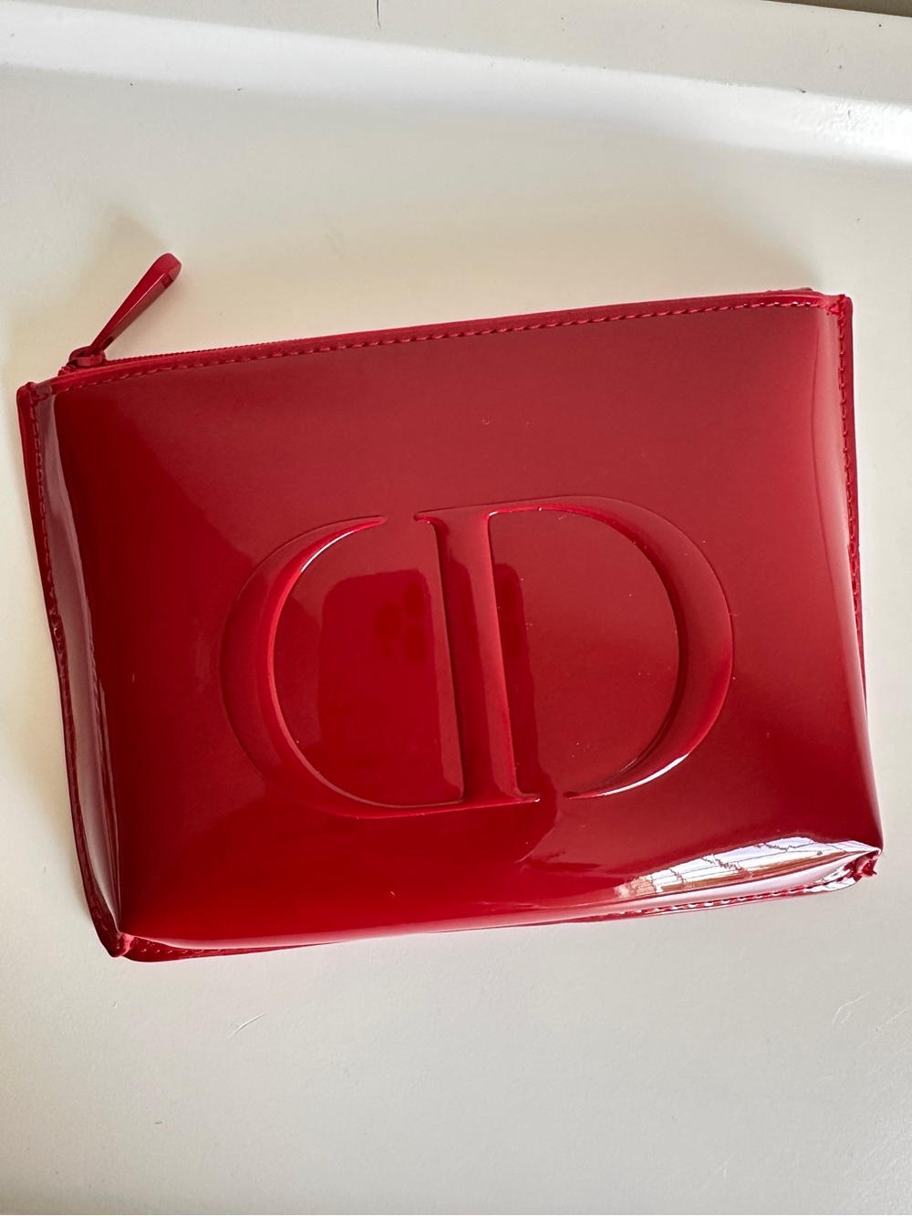 DIOR Red Patent Zippered Makeup Bag Pouch GWP